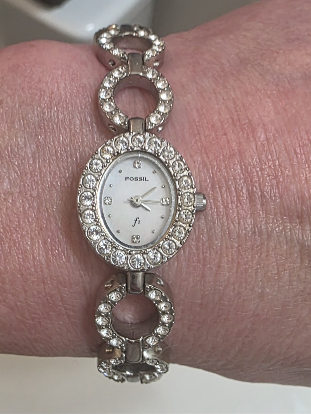 Fossil Women's Silver Crystal Link Bracelet Watch - Silver